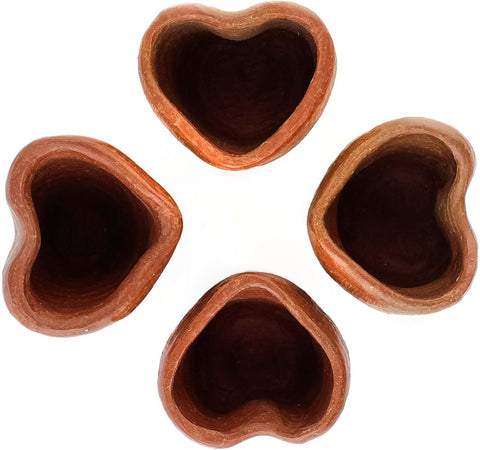 Artisanal Oaxaca Red Clay Tequila Shot Glasses - Handcrafted Heart Design Set