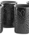 Authentic Handcrafted Barro Negro Square Mezcal Tequila Glasses, Set of Four