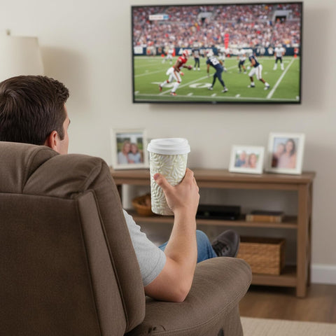 Handcrafted Talavera Ceramic Travel Mug with Silicone Lid, 16 oz, 6.5 Inch Tall, Mexican Embossed Pottery Coffee Tumbler – Artisan Texture & Relief Design (Desert Cream)