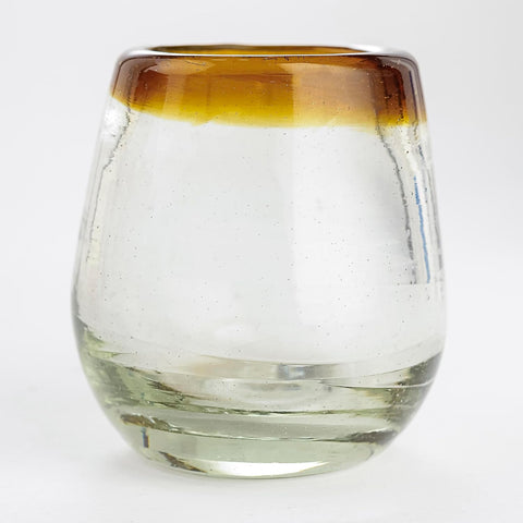 Mexican Barrel Shot Glasses, Hand Blown Tequila Set, Unique Barrel-Shaped Glasses (Amber)