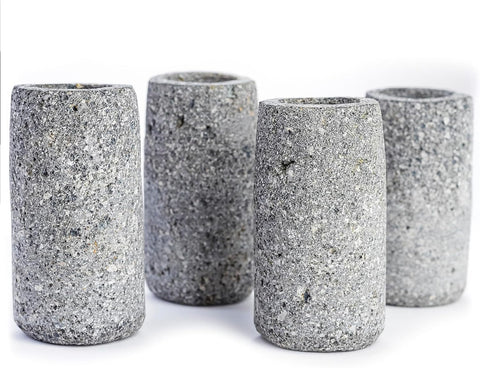 MEXTEQUIL Volcanic Basalt Rock Shot Glasses - Set of 4, 1.5oz, Eco-Friendly