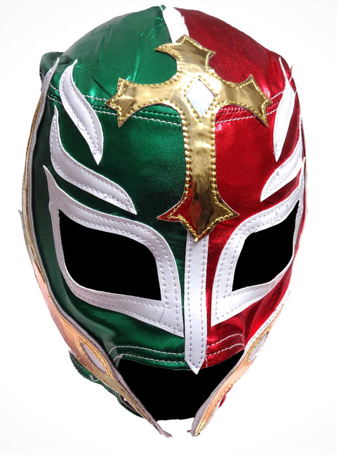 Luchador Mask Adult Wrestling Costume wear Mexican Lucha Libre Pro-Fit Lycra color: Rey Misterio - MEXTEQUIL: MEXICRAFT IMPORTS LLC