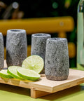 MEXTEQUIL Volcanic Basalt Rock Shot Glasses - Set of 4, 1.5oz, Eco-Friendly
