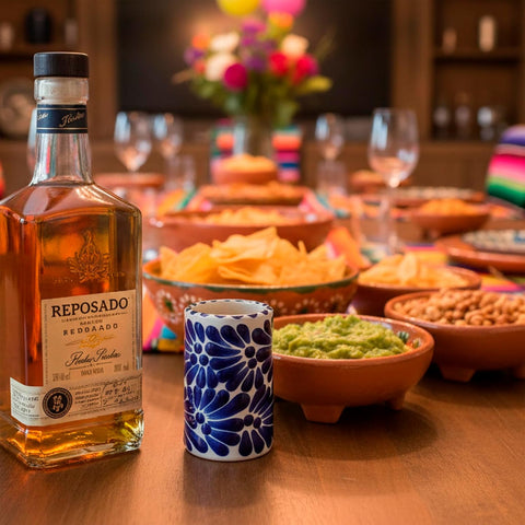 Talavera Mexican Hand-Painted Ceramic Shot Glasses Set of 4-2 Oz Brushstroke Design (Blue Brushstroke White Background)