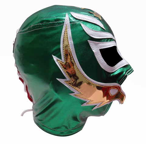 Luchador Mask Adult Wrestling Costume wear Mexican Lucha Libre Pro-Fit Lycra color: Rey Misterio - MEXTEQUIL: MEXICRAFT IMPORTS LLC