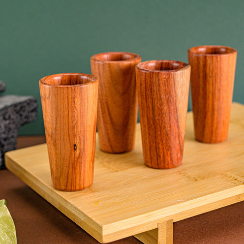 Wooden Shot Glasses - Set of 4 - 1.5 Oz (Granadillo) - MEXTEQUIL: MEXICRAFT IMPORTS LLC