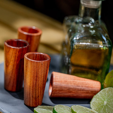 Wooden Shot Glasses - Set of 4 - 1.5 Oz (Granadillo) - MEXTEQUIL: MEXICRAFT IMPORTS LLC