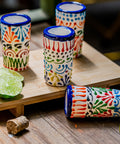 Talavera Shot Glasses - Set of 4 - 2 Oz (Colors Lace) - MEXTEQUIL: MEXICRAFT IMPORTS LLC