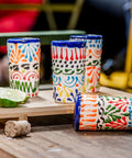 Talavera Shot Glasses - Set of 4 - 2 Oz (Colors Lace) - MEXTEQUIL: MEXICRAFT IMPORTS LLC