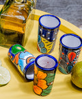 Talavera Shot Glasses - Set of 4 - 2 Oz (Flowers) - MEXTEQUIL: MEXICRAFT IMPORTS LLC