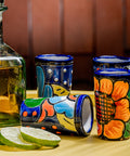 Talavera Shot Glasses - Set of 4 - 2 Oz (Flowers) - MEXTEQUIL: MEXICRAFT IMPORTS LLC