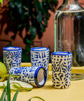 Talavera Shot Glasses - Set of 4 - 2 Oz (Blue Lace) - MEXTEQUIL: MEXICRAFT IMPORTS LLC