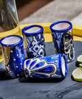 Talavera Shot Glasses - Set of 4 - 2 Oz (Classic Blue) - MEXTEQUIL: MEXICRAFT IMPORTS LLC