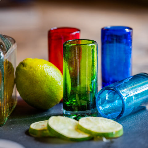 Hand Blown Shot Glasses - Set of 4 - 2 Oz (Mixed Colors) - MEXTEQUIL: MEXICRAFT IMPORTS LLC