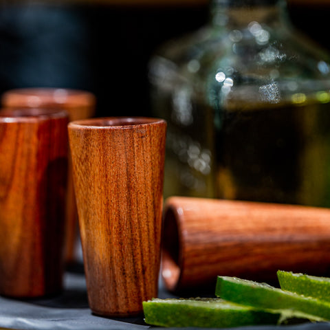 Wooden Shot Glasses - Set of 4 - 1.5 Oz (Granadillo) - MEXTEQUIL: MEXICRAFT IMPORTS LLC