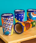 Talavera Shot Glasses - Set of 4 - 2 Oz (Flowers) - MEXTEQUIL: MEXICRAFT IMPORTS LLC