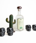 Black Clay Mexican Shot Glasses - Set of 4 - 2 Oz (Skull) - MEXTEQUIL: MEXICRAFT IMPORTS LLC