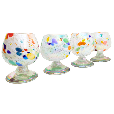 Mini Glass Snifters Hand Blown Shot Glasses - Set of 4 - 2 oz (Clown) - MEXTEQUIL: MEXICRAFT IMPORTS LLC