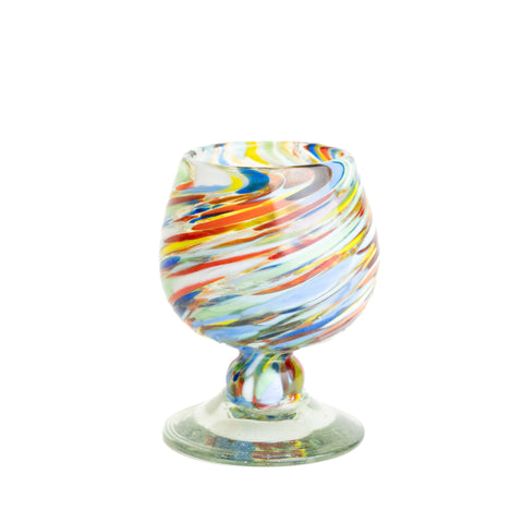 Mini Glass Snifters Hand Blown Shot Glasses - Set of 4 - 2 oz (Confetti Swirl) - MEXTEQUIL: MEXICRAFT IMPORTS LLC