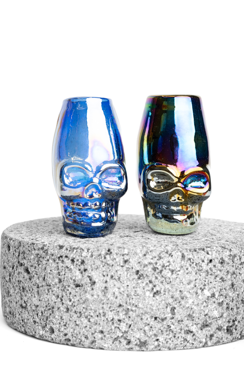 MEXTEQUIL - Mexican Hand Blown Skull Shot Glasses - Set of 4 pcs - 2 Oz (Colors) - MEXTEQUIL: MEXICRAFT IMPORTS LLC