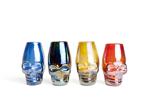 MEXTEQUIL - Mexican Hand Blown Skull Shot Glasses - Set of 4 pcs - 2 Oz (Colors) - MEXTEQUIL: MEXICRAFT IMPORTS LLC