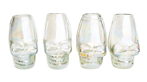 MEXTEQUIL - Mexican Hand Blown Skull Shot Glasses - Set of 4 pcs - 2 Oz (White) - MEXTEQUIL: MEXICRAFT IMPORTS LLC