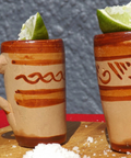 Terracotta Shot Glasses - Set of 4 - 2 Oz (With Handle) - MEXTEQUIL: MEXICRAFT IMPORTS LLC