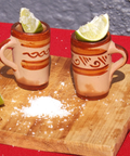 Terracotta Shot Glasses - Set of 4 - 2 Oz (With Handle) - MEXTEQUIL: MEXICRAFT IMPORTS LLC