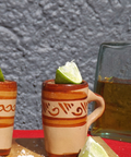 Terracotta Shot Glasses - Set of 4 - 2 Oz (With Handle) - MEXTEQUIL: MEXICRAFT IMPORTS LLC