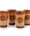 Handcrafted Canelo Clay Terracotta Shot Glasses – Flowers | Set of 4 | 2 oz - MEXTEQUIL