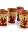 Handcrafted Canelo Clay Terracotta Shot Glasses – Agave | Set of 4 | 2 oz - MEXTEQUIL