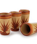 Handcrafted Canelo Clay Terracotta Shot Glasses – Agave | Set of 4 | 2 oz - MEXTEQUIL