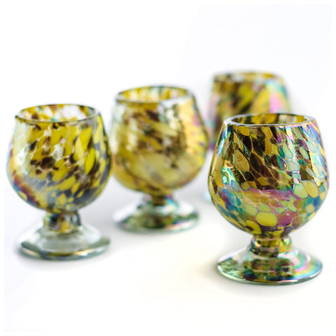 Mini Glass Snifters Hand Blown Shot Glasses - Set of 4 - 2 oz (Golden Hour Sips) - MEXTEQUIL: MEXICRAFT IMPORTS LLC