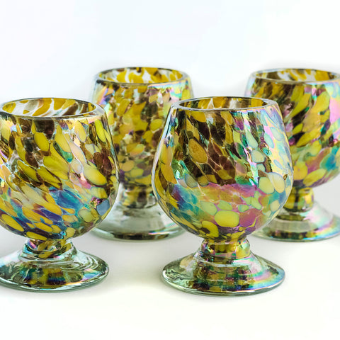 Mini Glass Snifters Hand Blown Shot Glasses - Set of 4 - 2 oz (Golden Hour Sips) - MEXTEQUIL: MEXICRAFT IMPORTS LLC