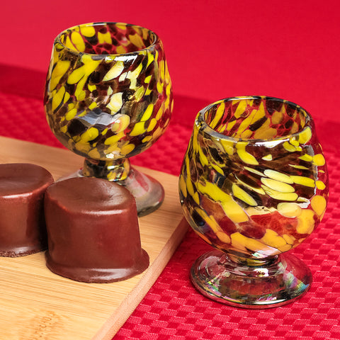 Mini Glass Snifters Hand Blown Shot Glasses - Set of 4 - 2 oz (Golden Hour Sips) - MEXTEQUIL: MEXICRAFT IMPORTS LLC