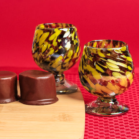 Mini Glass Snifters Hand Blown Shot Glasses - Set of 4 - 2 oz (Golden Hour Sips) - MEXTEQUIL: MEXICRAFT IMPORTS LLC