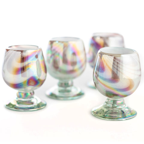 Mini Glass Snifters Hand Blown Shot Glasses - Set of 4 - 2 oz (Mystic Orchid) - MEXTEQUIL: MEXICRAFT IMPORTS LLC