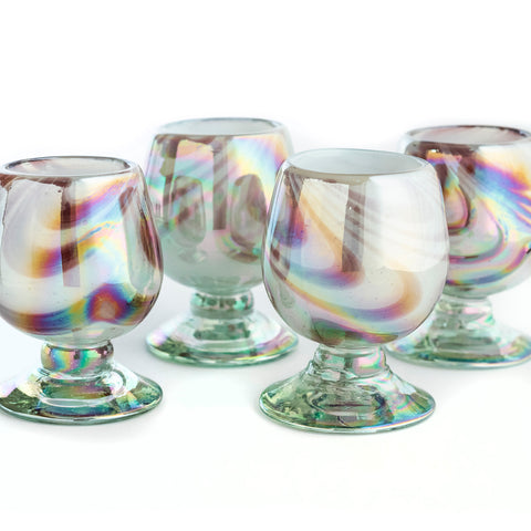 Mini Glass Snifters Hand Blown Shot Glasses - Set of 4 - 2 oz (Mystic Orchid) - MEXTEQUIL: MEXICRAFT IMPORTS LLC