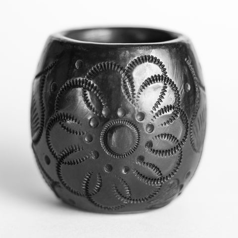 Black Clay Mexican Shot Glasses - Set of 4 - 2 Oz (Barrel) - MEXTEQUIL: MEXICRAFT IMPORTS LLC