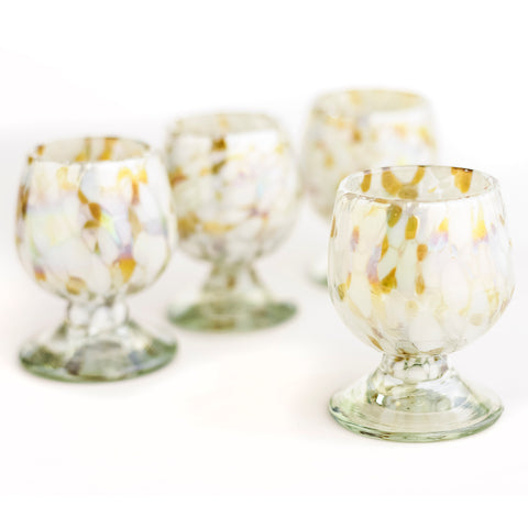 Mini Glass Snifters Hand Blown Shot Glasses - Set of 4 - 2 oz (Gold) - MEXTEQUIL: MEXICRAFT IMPORTS LLC