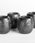 Black Clay Mexican Shot Glasses - Set of 4 - 2 Oz (Barrel) - MEXTEQUIL: MEXICRAFT IMPORTS LLC