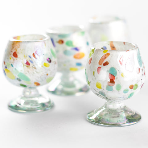 Mini Glass Snifters Hand Blown Shot Glasses - Set of 4 - 2 oz (Clown) - MEXTEQUIL: MEXICRAFT IMPORTS LLC