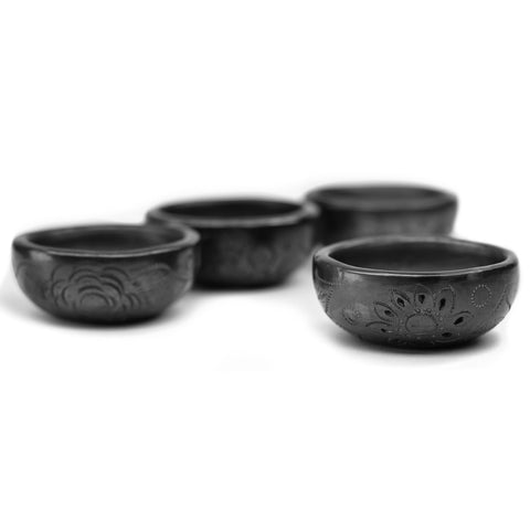 Black Clay Mexican Shot Glasses - Set of 4 - 2 Oz (Mezcal Cup) - MEXTEQUIL: MEXICRAFT IMPORTS LLC