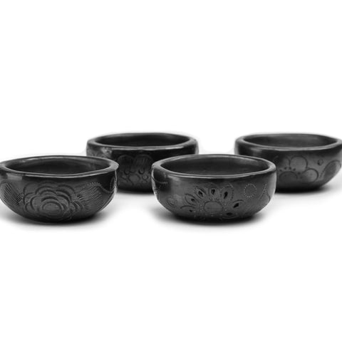 Black Clay Mexican Shot Glasses - Set of 4 - 2 Oz (Mezcal Cup) - MEXTEQUIL: MEXICRAFT IMPORTS LLC