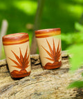 Handcrafted Canelo Clay Terracotta Shot Glasses – Agave | Set of 4 | 2 oz - MEXTEQUIL