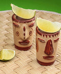 Terracotta Shot Glasses - Set of 4 - 2 Oz (Faces) - MEXTEQUIL: MEXICRAFT IMPORTS LLC