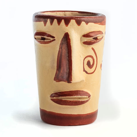 Terracotta Shot Glasses - Set of 4 - 2 Oz (Faces) - MEXTEQUIL: MEXICRAFT IMPORTS LLC