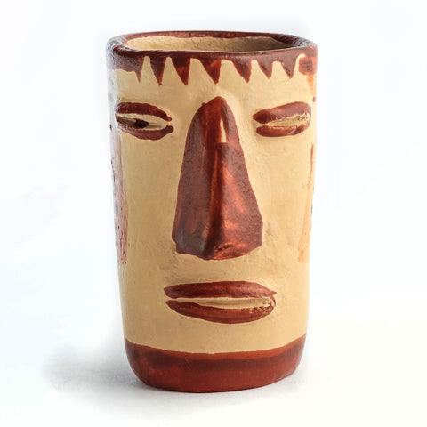 Terracotta Shot Glasses - Set of 4 - 2 Oz (Faces) - MEXTEQUIL: MEXICRAFT IMPORTS LLC