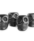 Black Clay Mexican Shot Glasses - Set of 4 - 2 Oz (Skull) - MEXTEQUIL: MEXICRAFT IMPORTS LLC