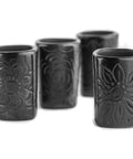 Black Clay Mexican Shot Glasses - Set of 4 - 2 Oz (Square) - MEXTEQUIL: MEXICRAFT IMPORTS LLC